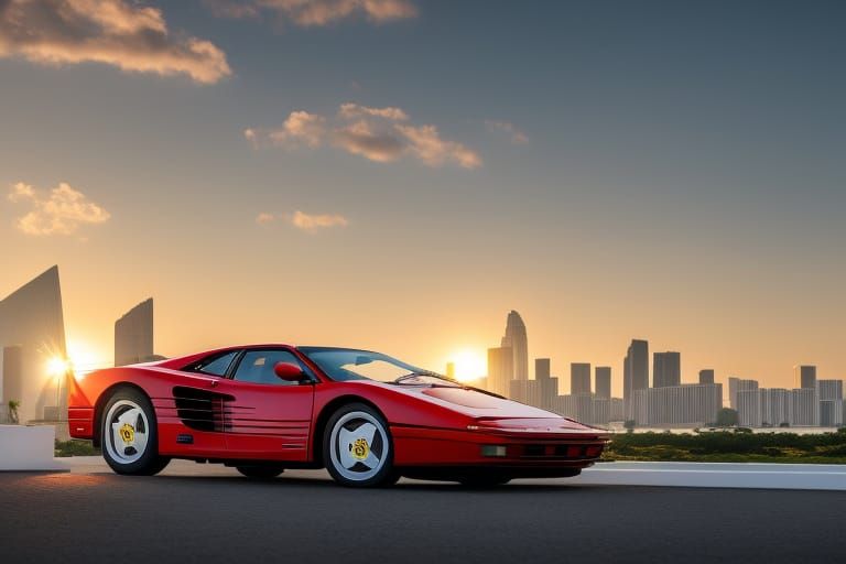 Ferrari Testarossa on Miami Beach in 8K