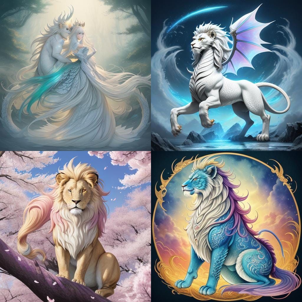 Cartoon Dragon-Lion Hybrid Full Body Image