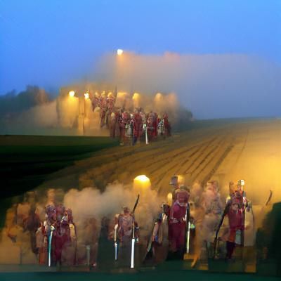 Roman Legion Marches Through Dawn Mist