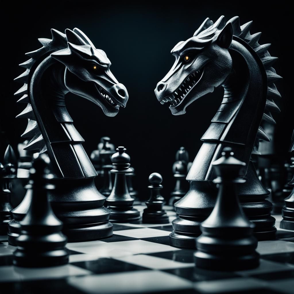 Epic Chess Piece Battle in Cinematic Style