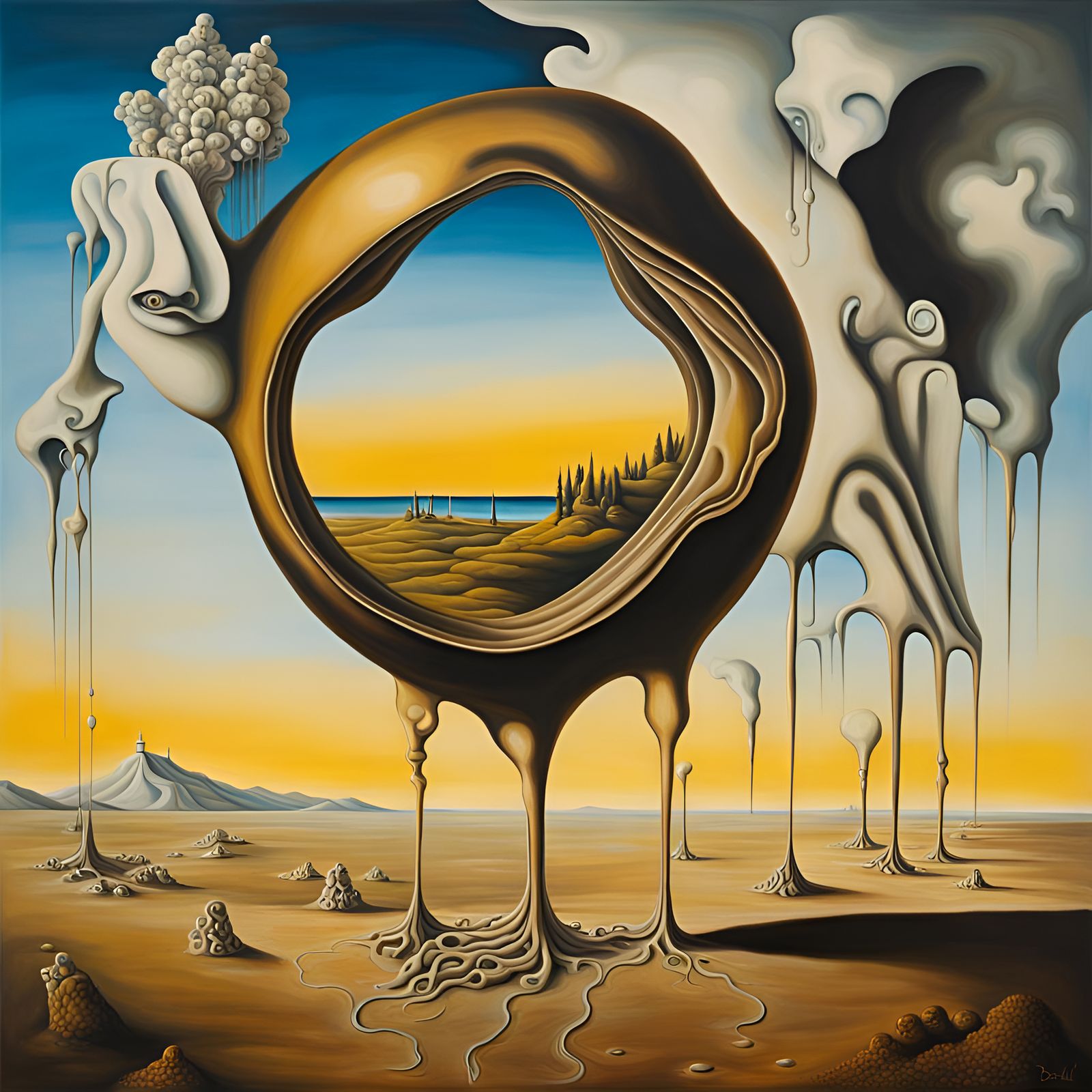 Surreal Melting Landscape as Oil Painting