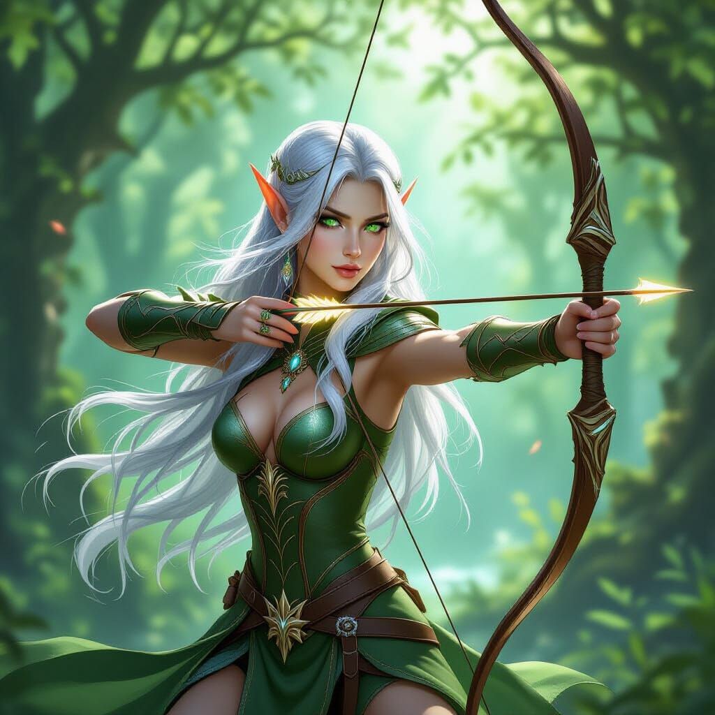 Elegant Elven Archer in Enchanted Forest