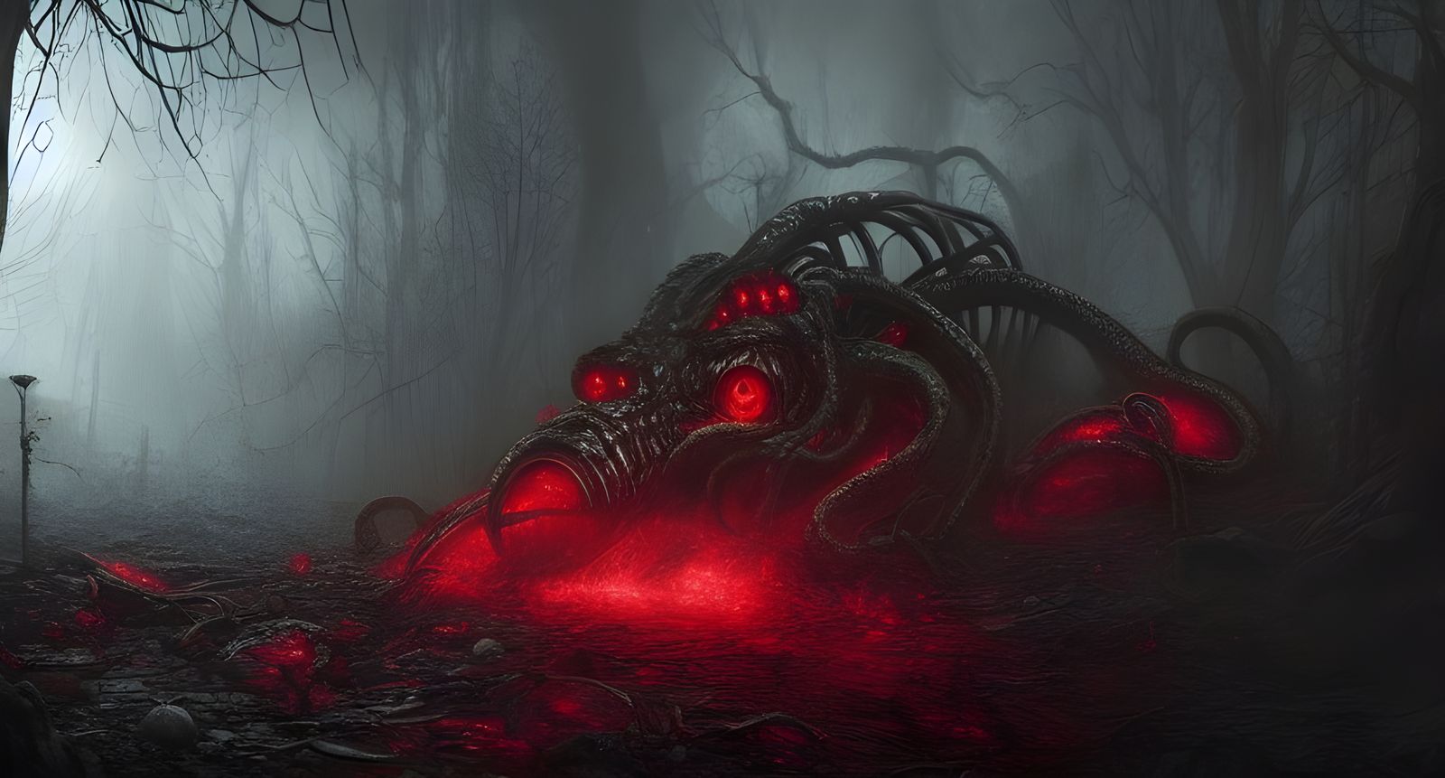 Lovecraftian Elder God Dominates a Ruined World