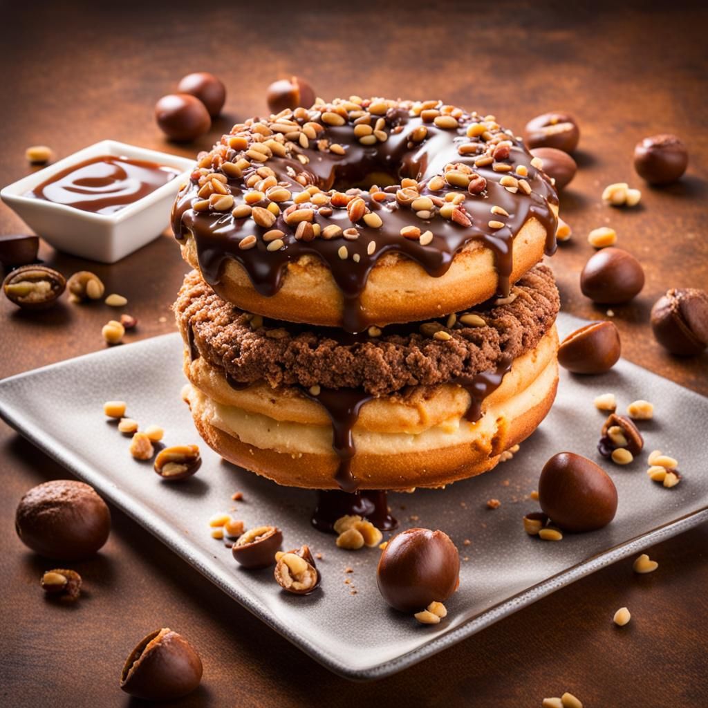 Gourmet Hazelnut Doughnut with Coffee, Dynamic Lighting