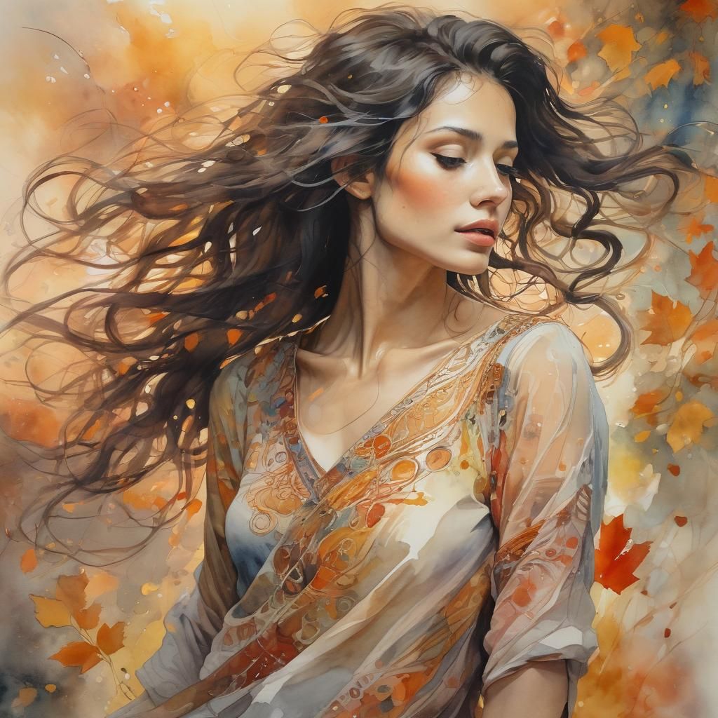 Whispers of Autumn in Vibrant Watercolors