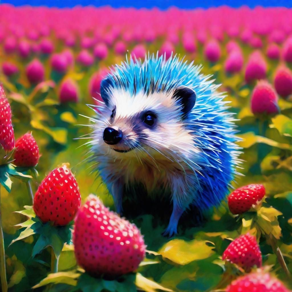 Fluorescent Hedgehog in Strawberry Field: Expressionist Impa...