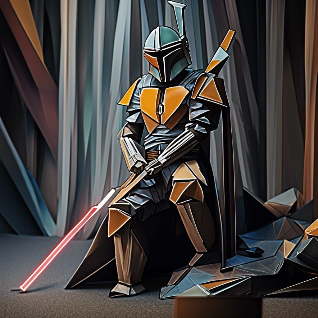 Origami Mandalorian Papercraft in 8K Resolution