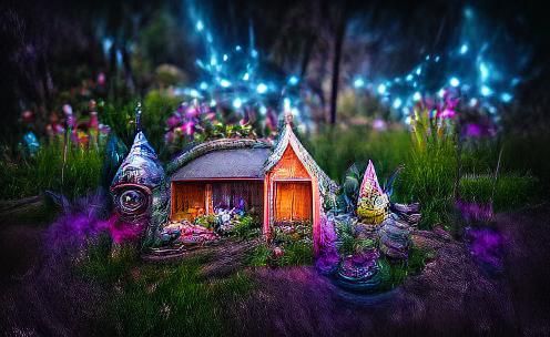 Magical Gnome Garden Cabin in Floral Fantasy