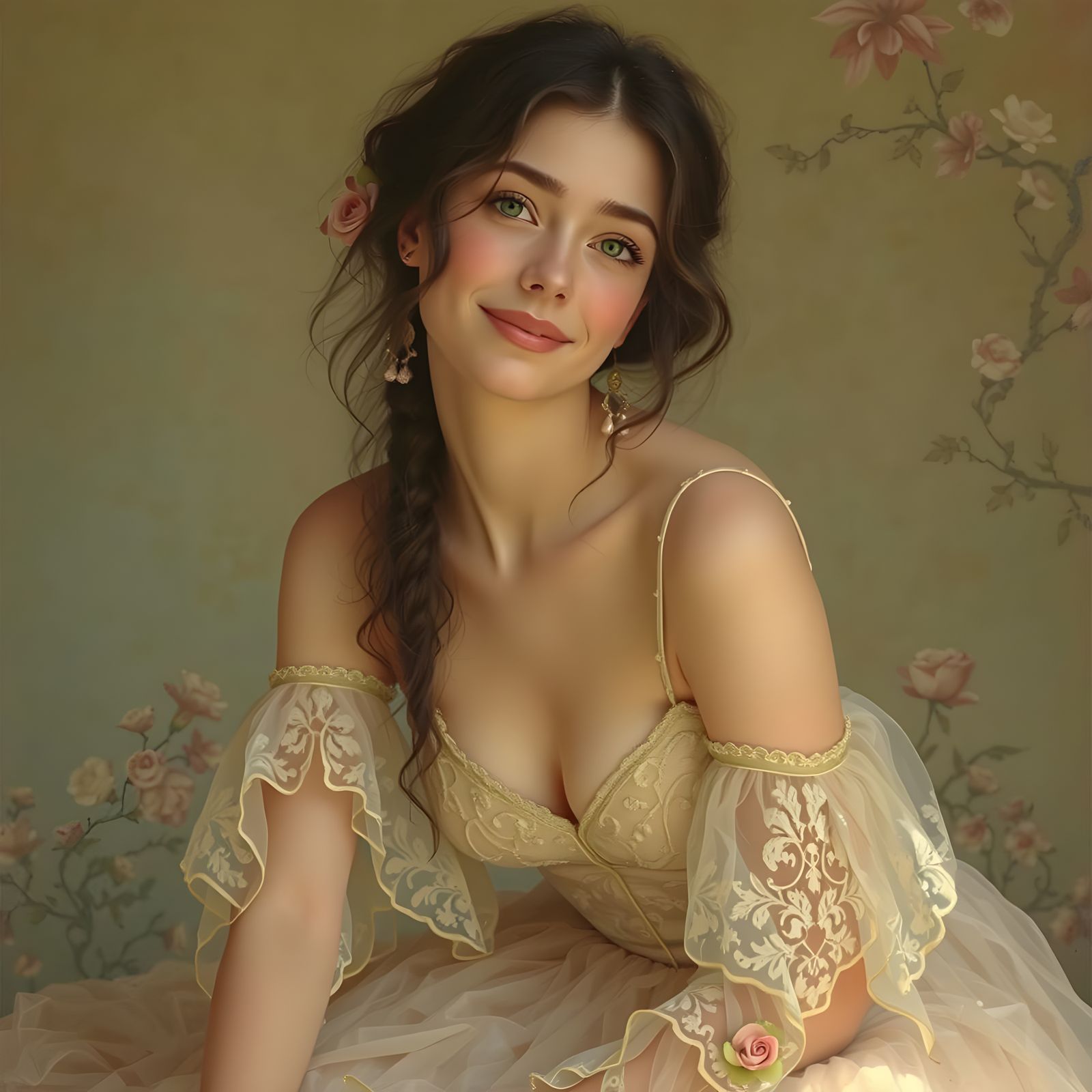 Elegant Woman in Jewel-Toned Evening Gown