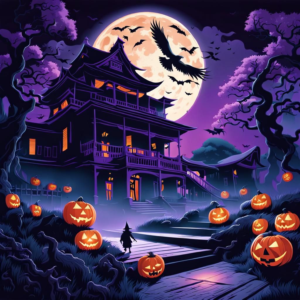 Haunted Japanese Mansion with Witches and Zombies