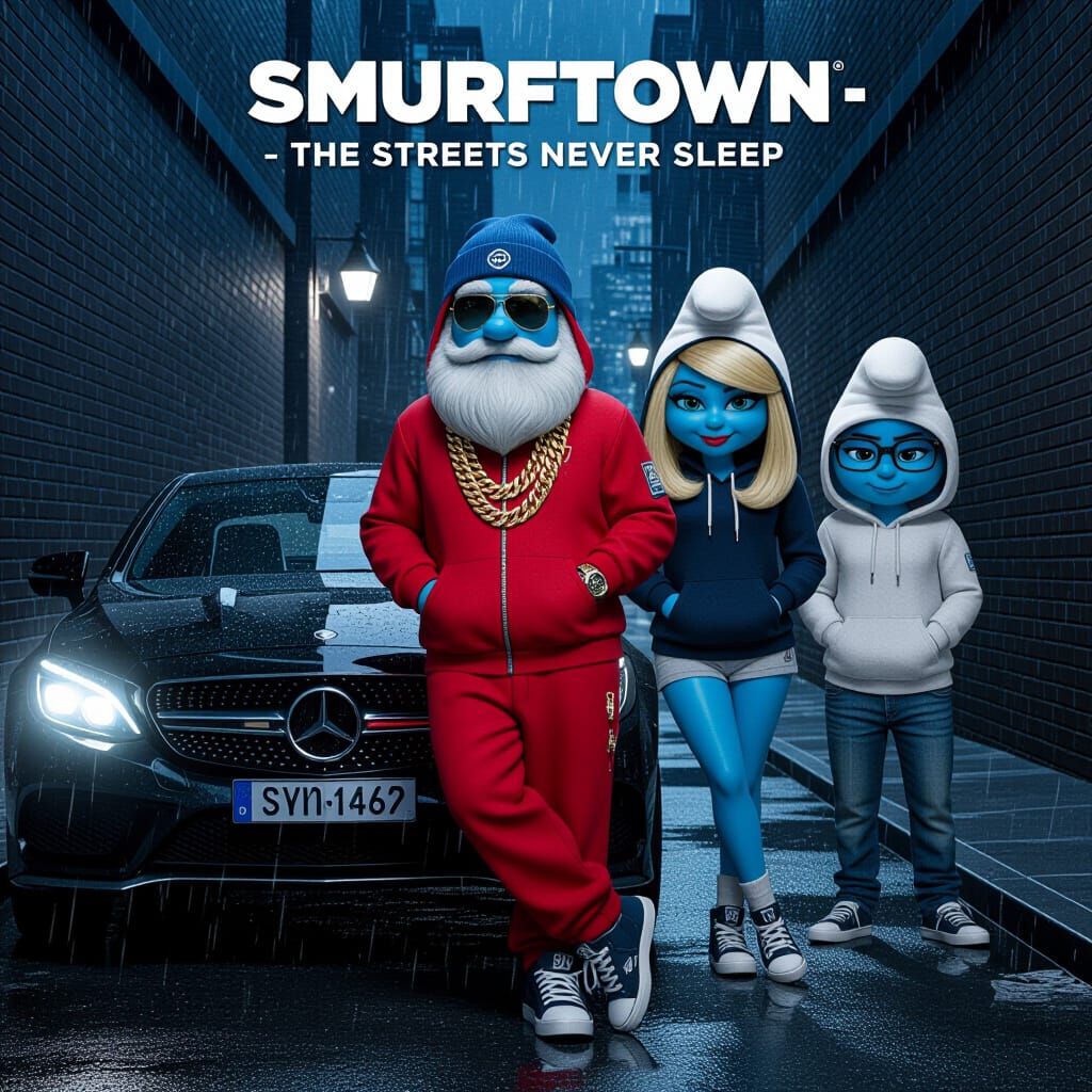 Smurftown Movie Poster: Urban Blue Characters in Gritty Alle...