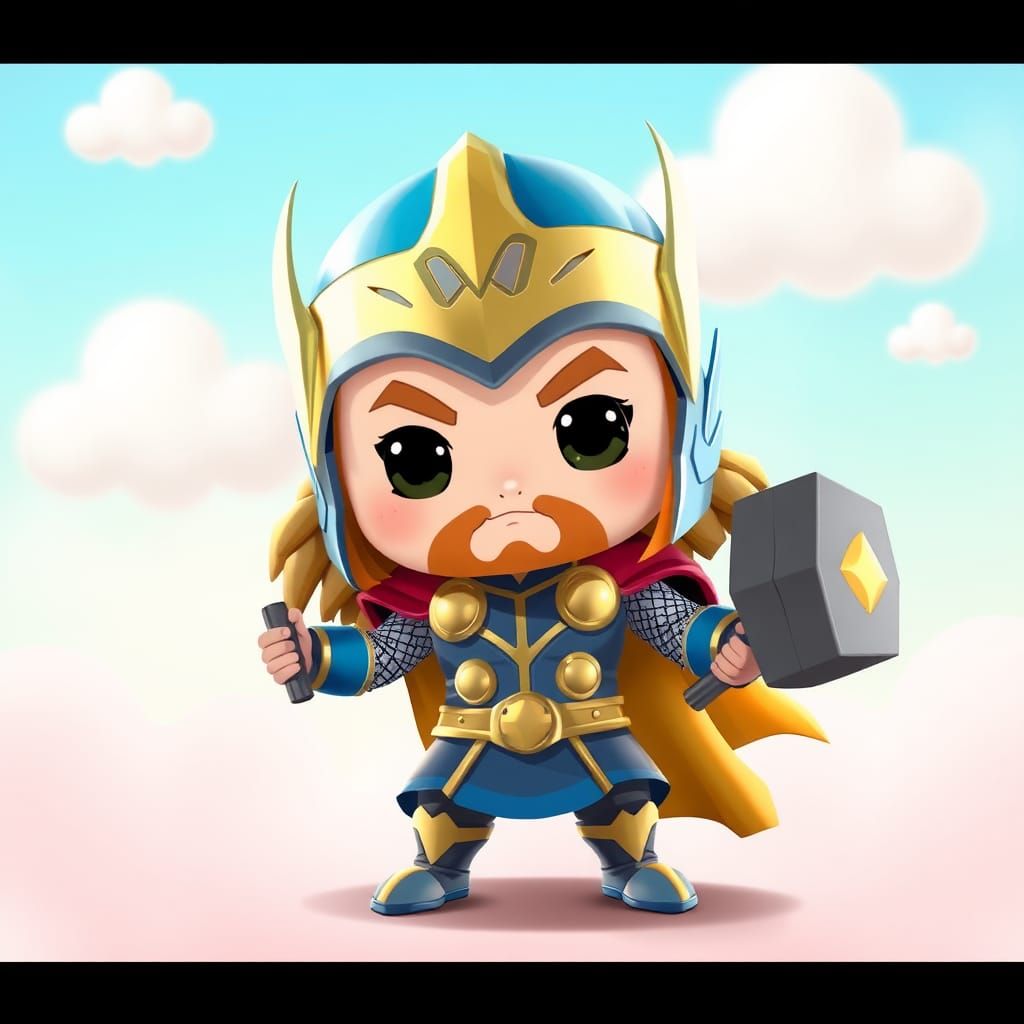 Chibi Thor in Vibrant Pastel Colors