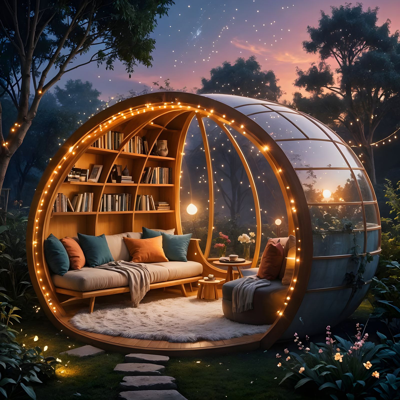 Dreamy Fantasy Pod in a Twilight Garden