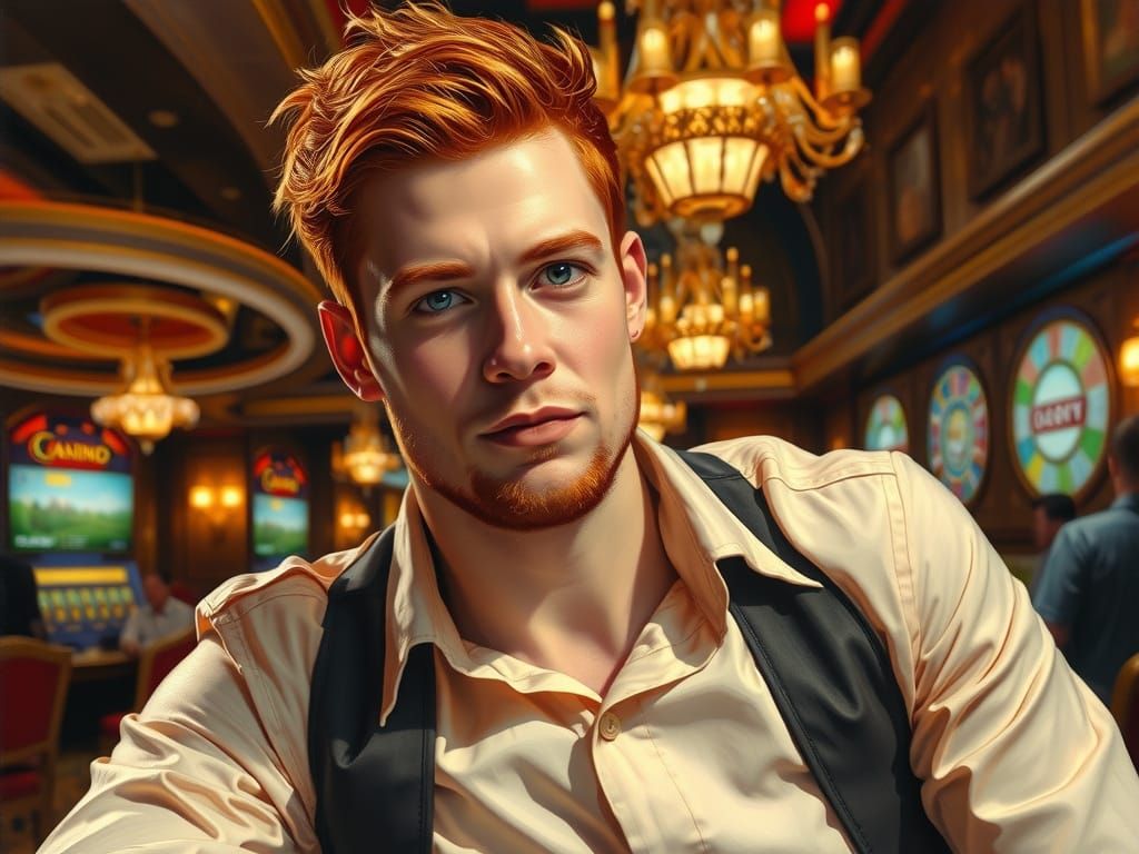 Redhead Man in Rich Casino, Oil Painting by James Gurney