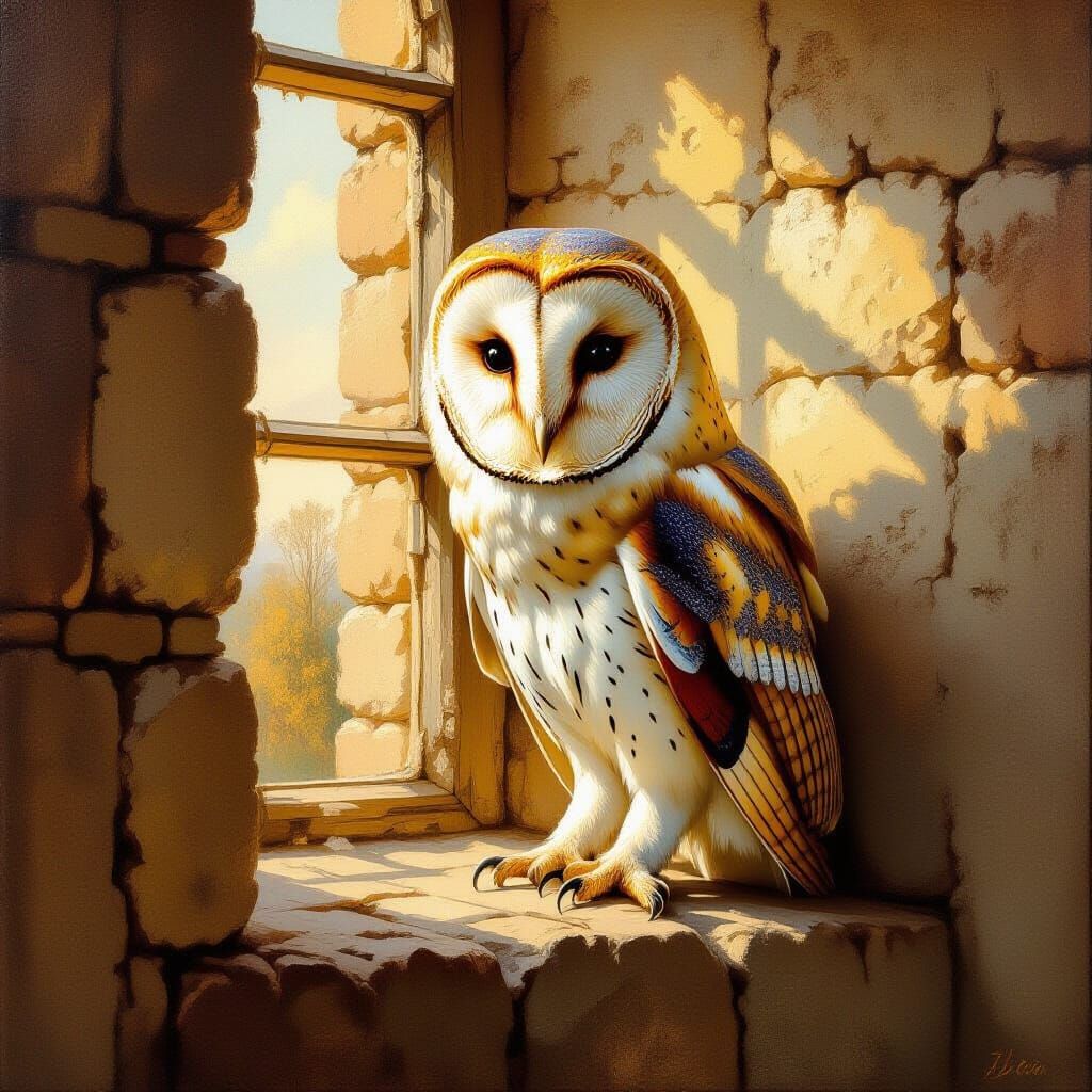Dutch Renaissance Owl on Windowsill