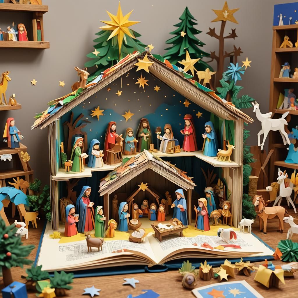 3D Children's Nativity Scene from Folded Book