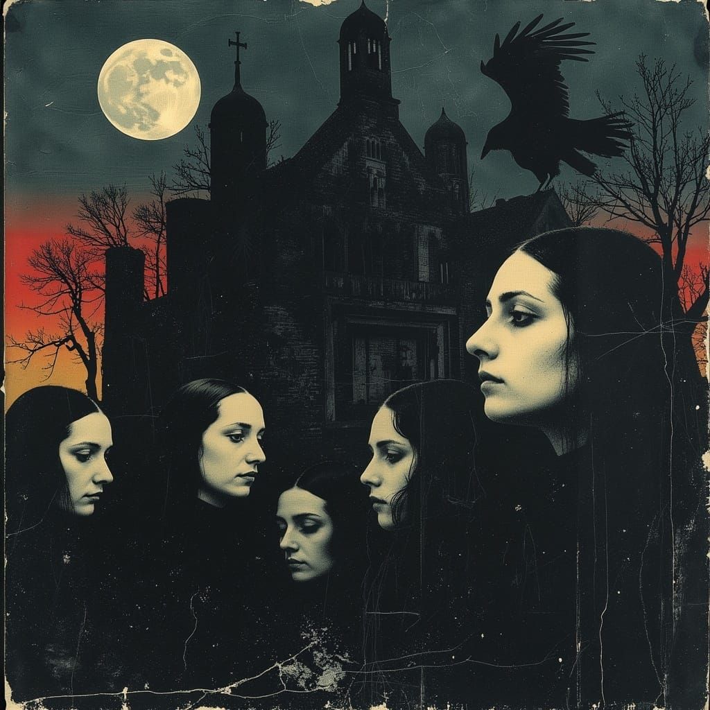 Ethereal Vampires Amidst Gothic Architecture at Dawn