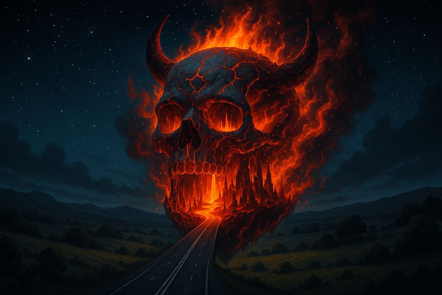 Surreal Skull Island with Highway to Hell