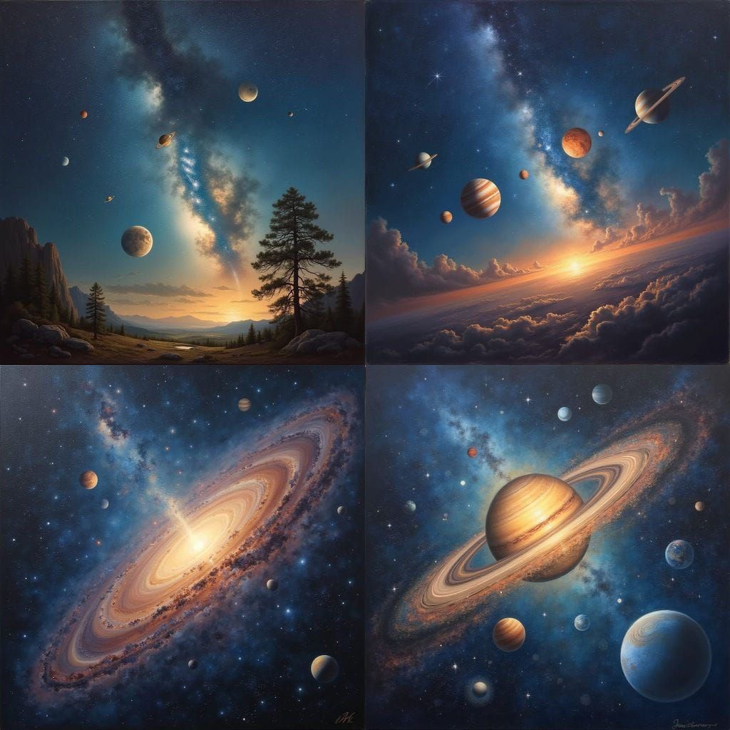 Cosmic Harmony in Oil Paint