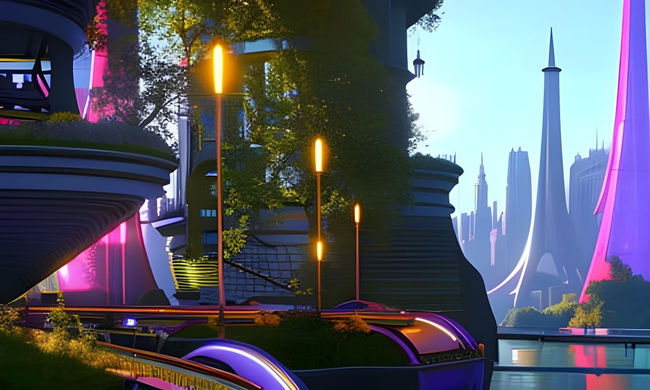 Retrofuturistic Paris Utopia in Cyberpunk Style