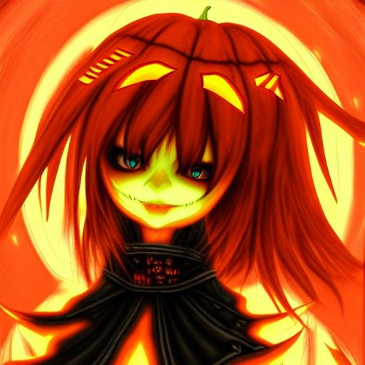 Jack-o'-Lantern Spirit Girl: Hyperrealistic Concept Art