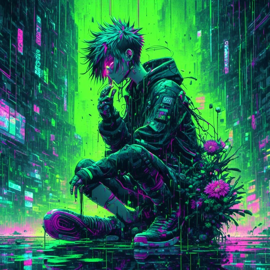 Cyberpunk Portrait in Rainy Neo Tokyo