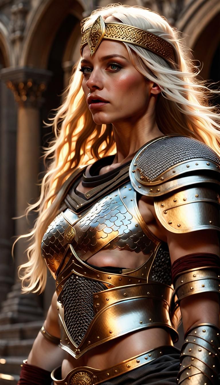 Blonde Gladiator in Dark Fantasy Style