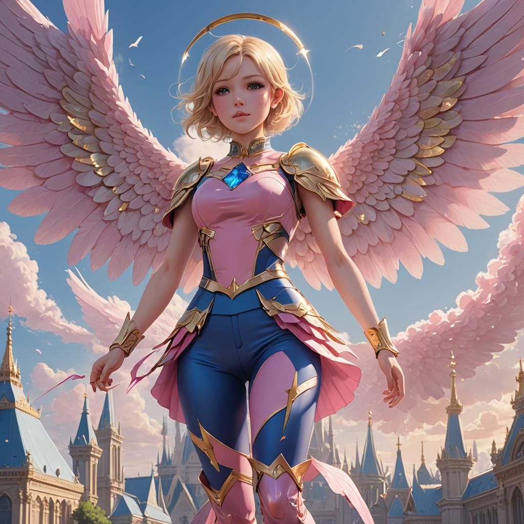 Anime Maiden Soaring Above Crystal Palace