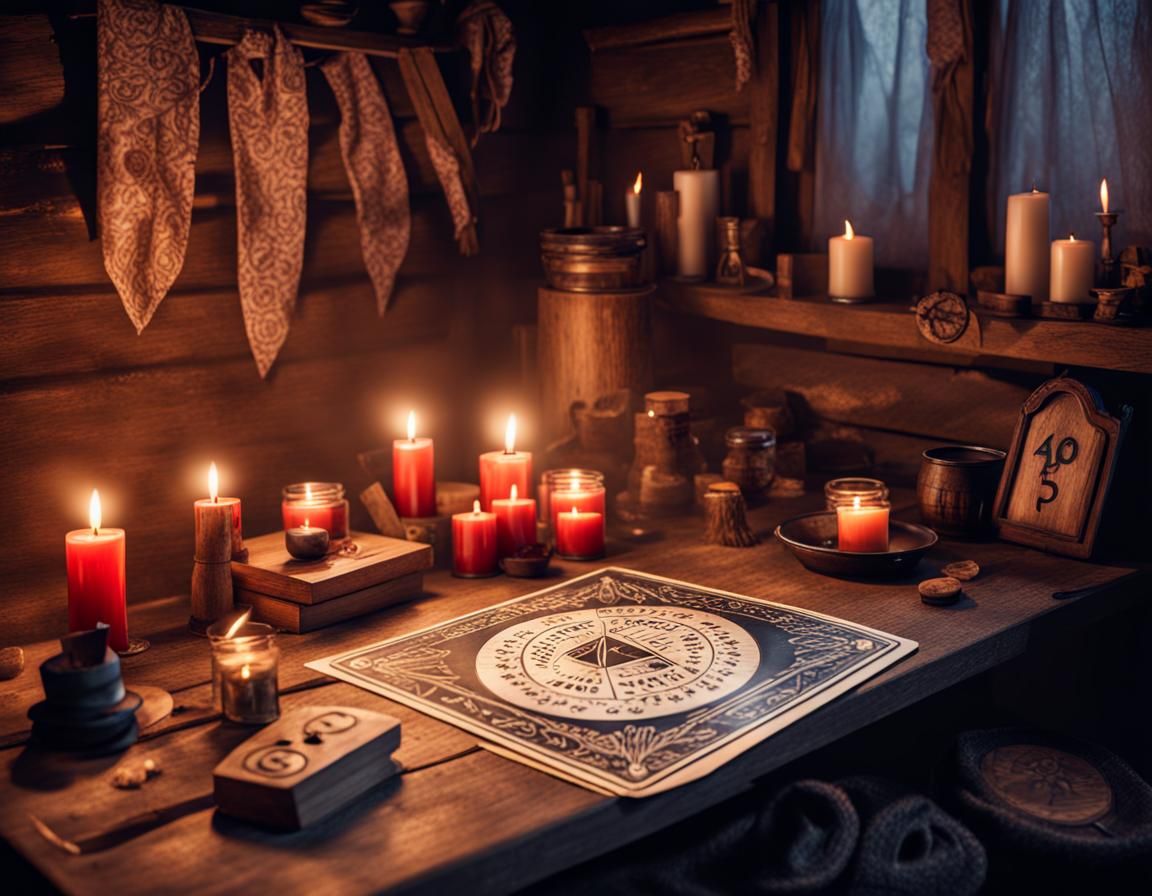 Realistic Occult Scene in Gypsy Hut