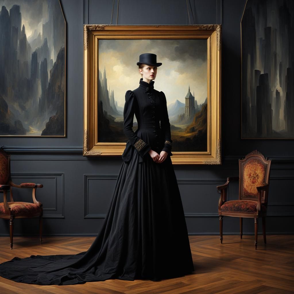 Damaged Art Gallery: Abstract Oil Paintings in Romantic Styl...