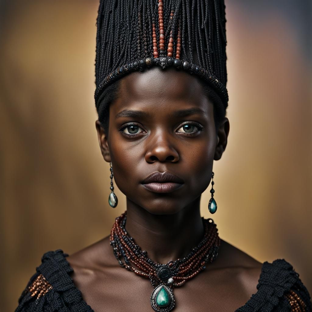 Ebony Witch Queen Portrait in Studio Lighting