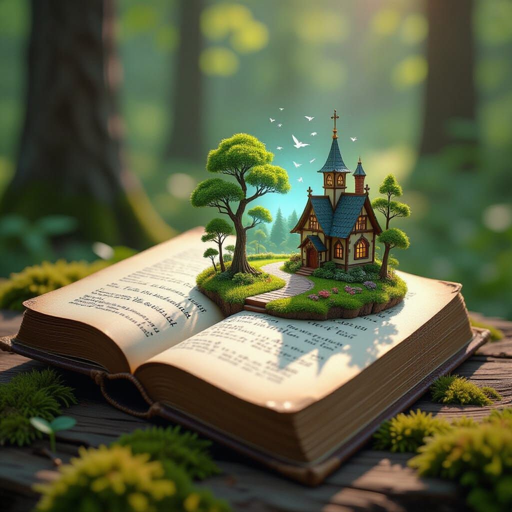 Miniature Fantasy World Unfolds from Ancient Book