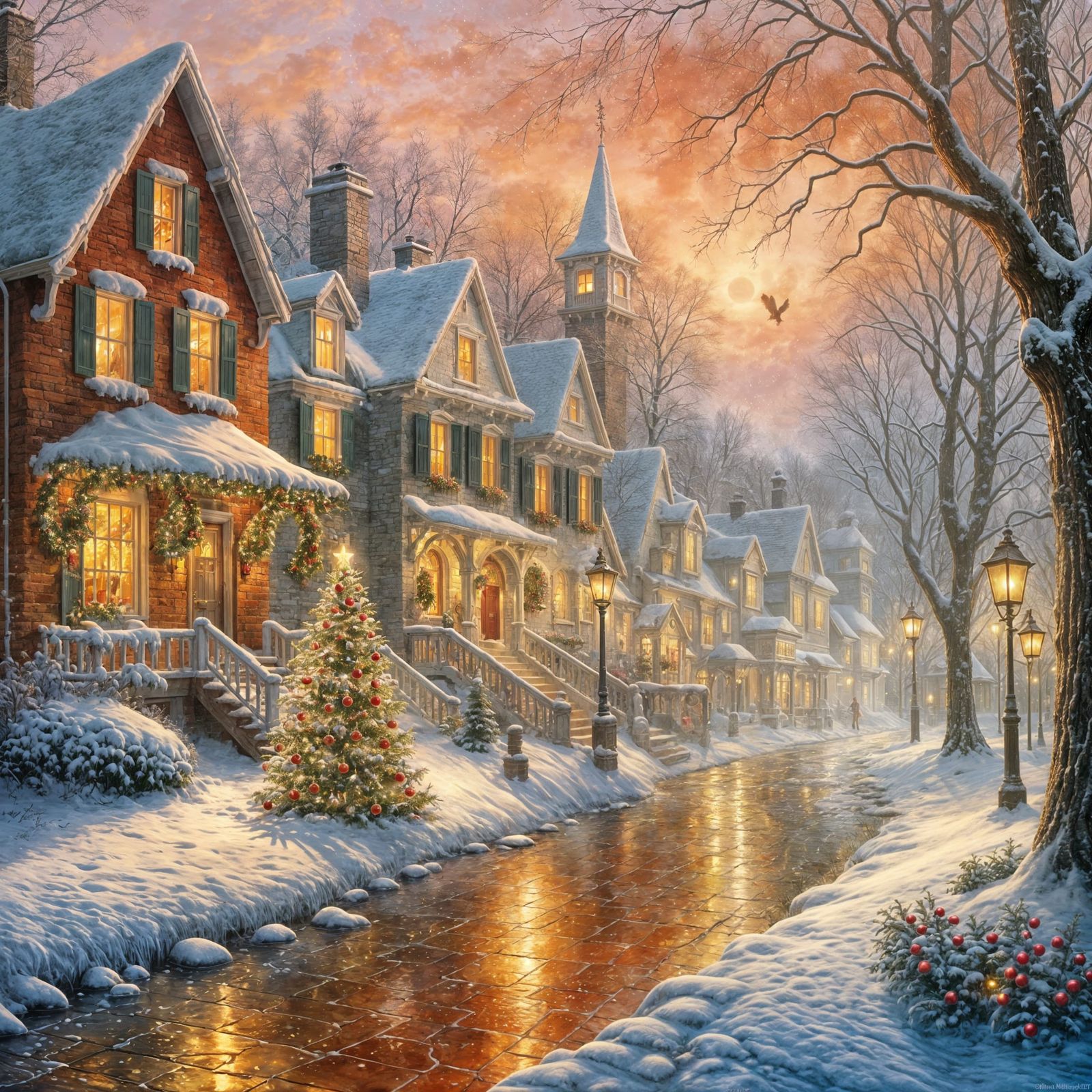 Whimsical Christmas Scene with Warm Glow