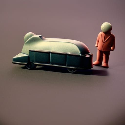 Surreal Ambulance Car in Totalitarian Sun City