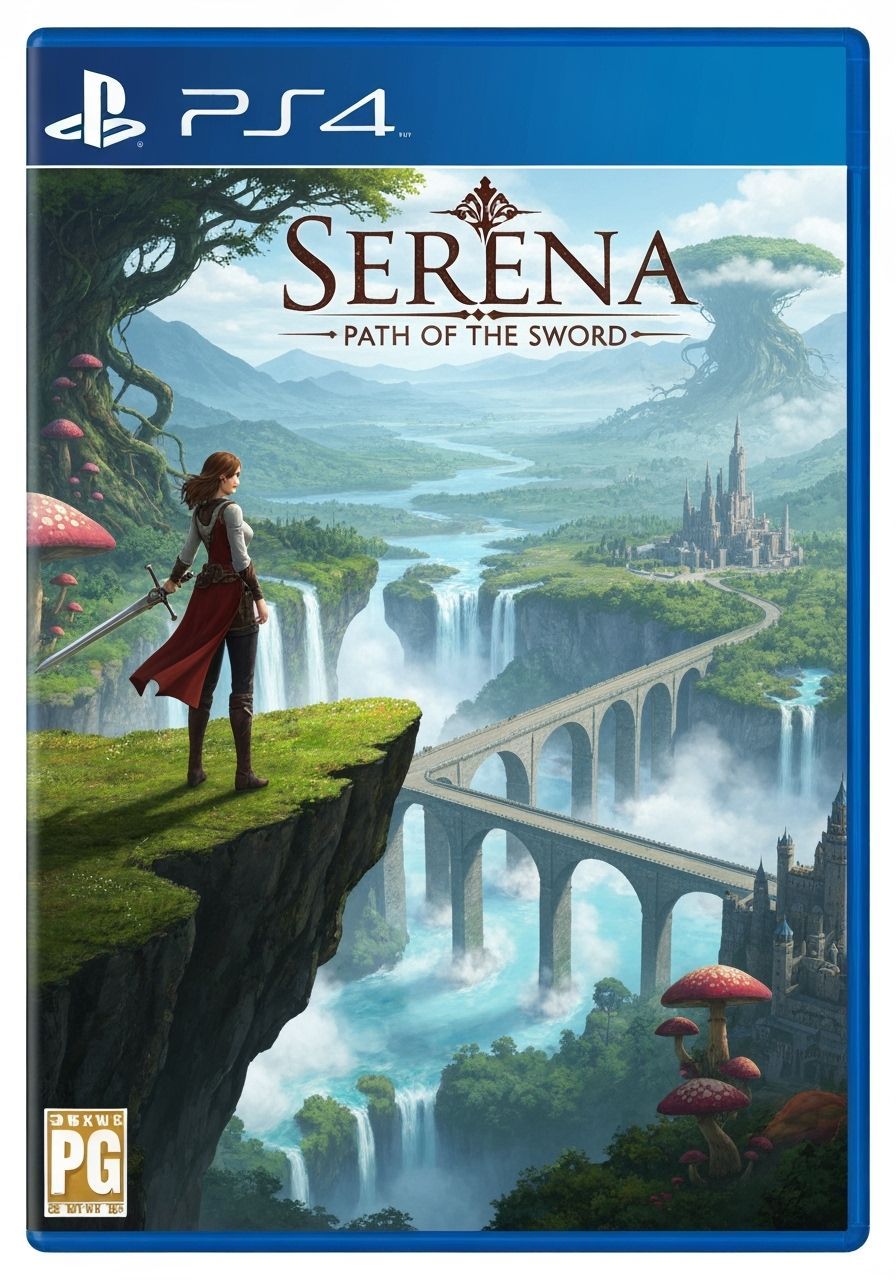 Fantasy Woman Warrior on Cliff, Digital Art