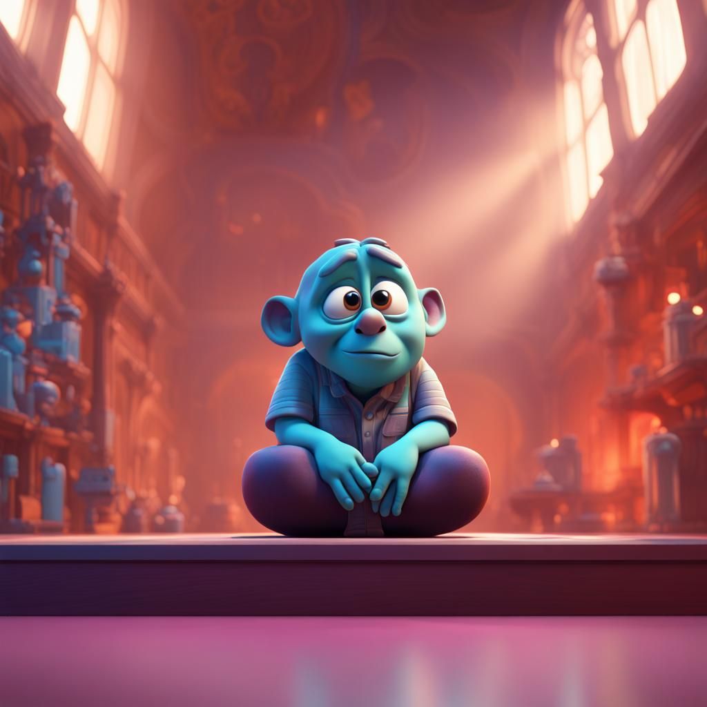 Waiting for God: Pixar-Style 3D Digital Art