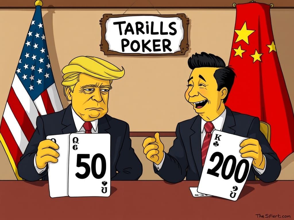Simpsons-Style Trump and Xi Jinping in a High-Stakes Tariffs...