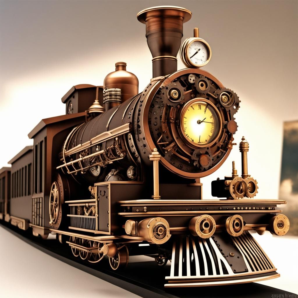 Steampunk Train Model for Desk Decor
