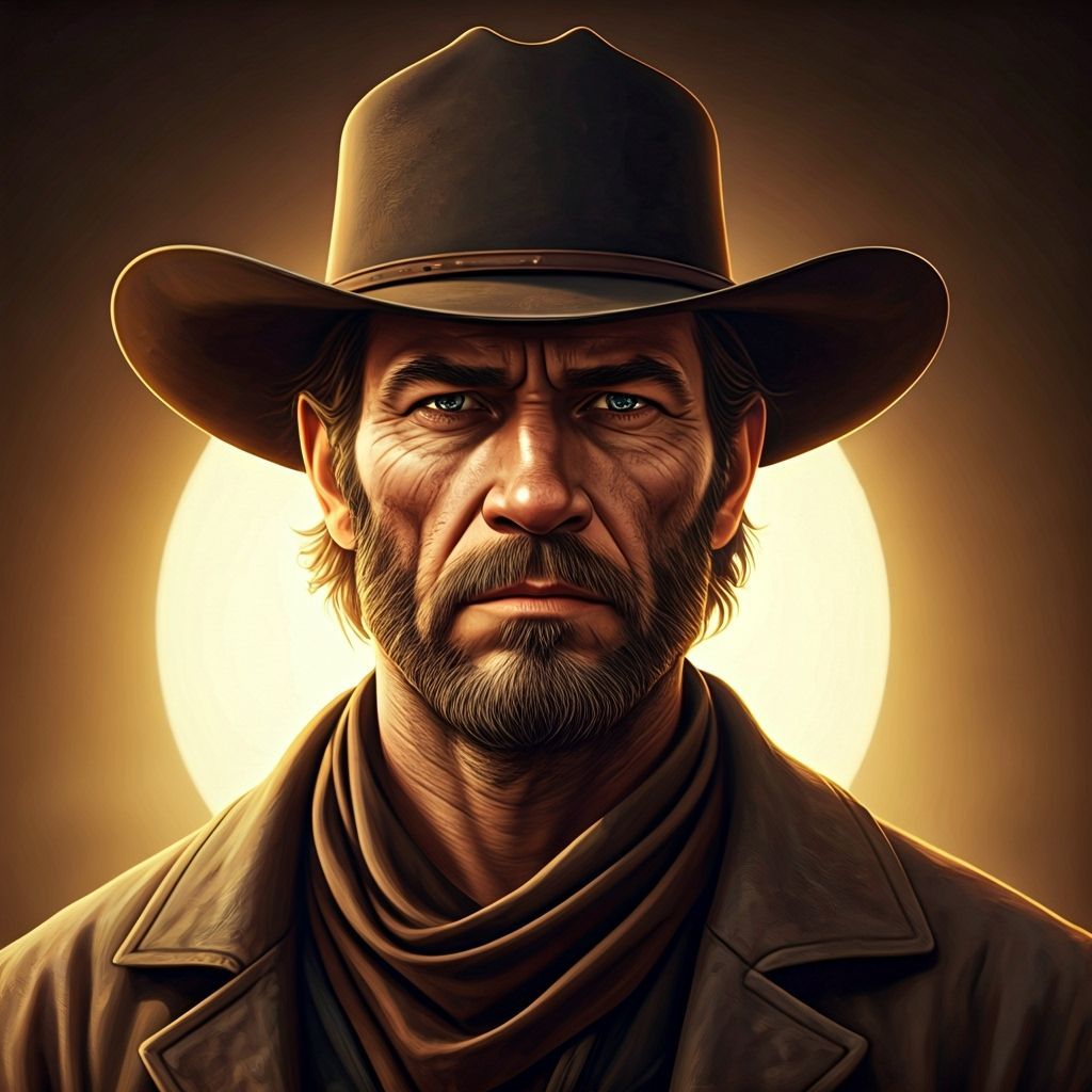 Rugged Cowboy Portrait in Classic Western Film Style