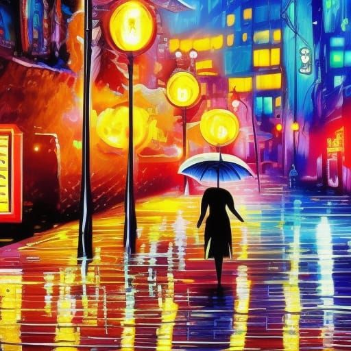 Rainy Cityscape: Detailed Matte Painting