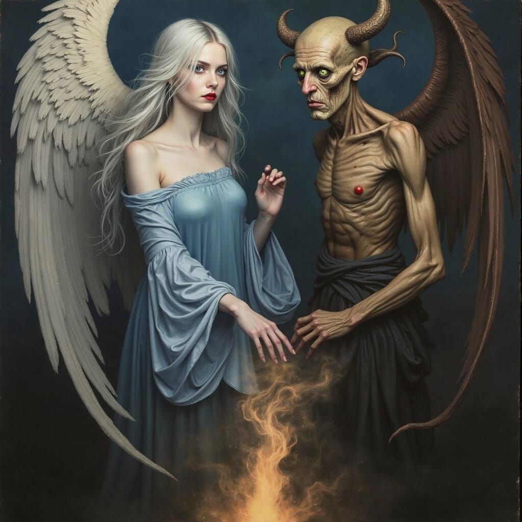 Celestial and Hellish Beings Merged in Cosmic Convergence