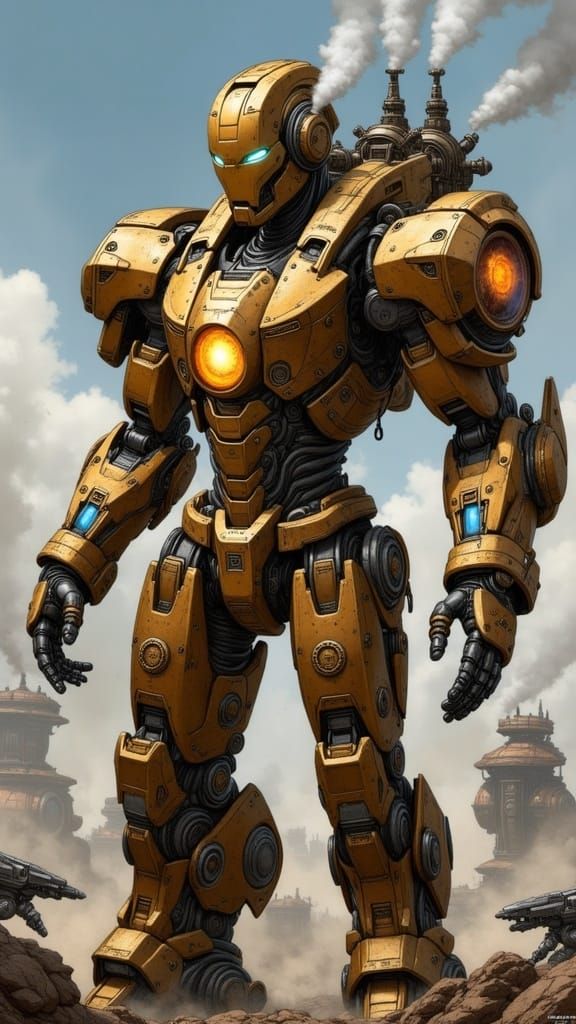 Steampunk Ironclad War Machine with Arc Reactor