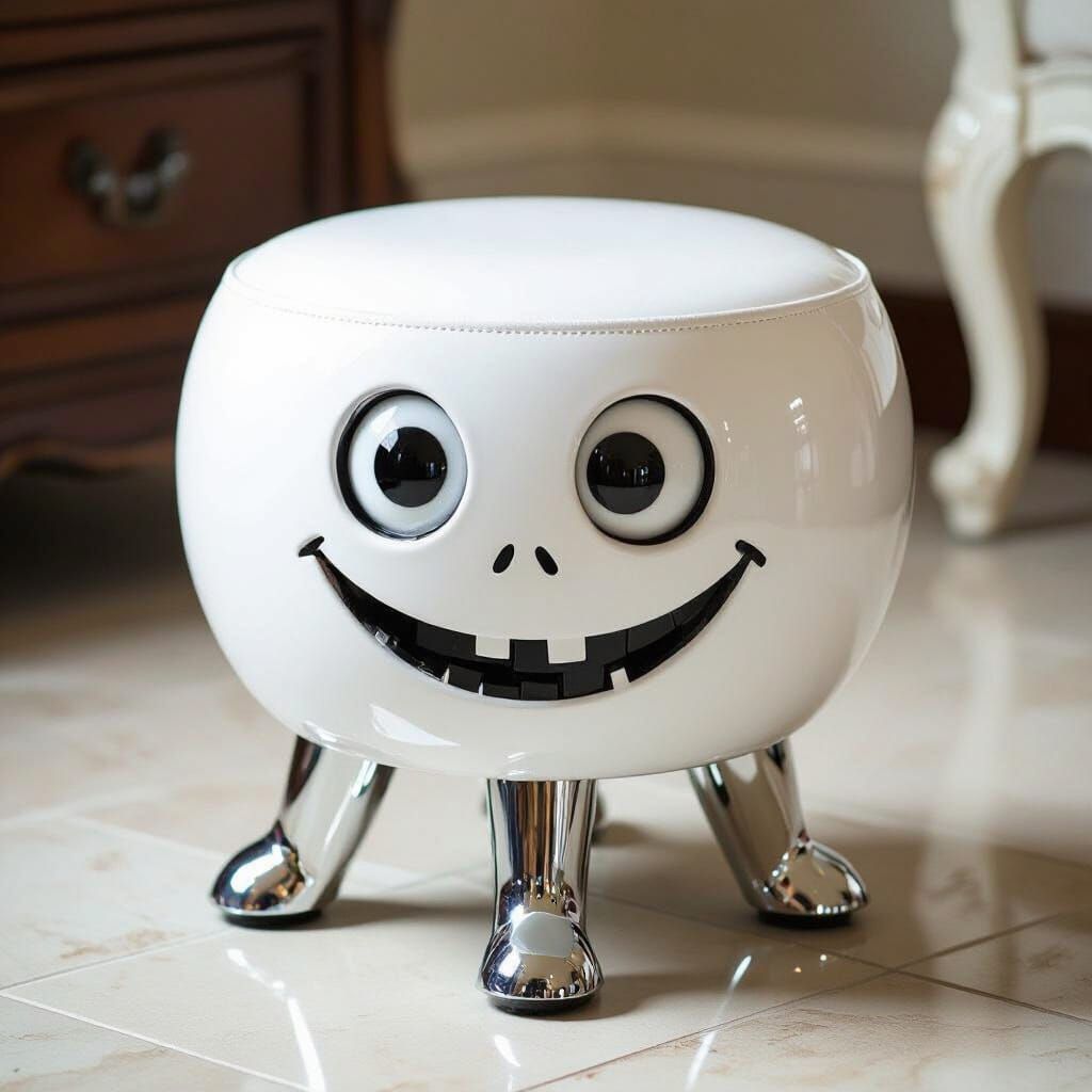 Creepy Stool with Shiny Eyes and Smile