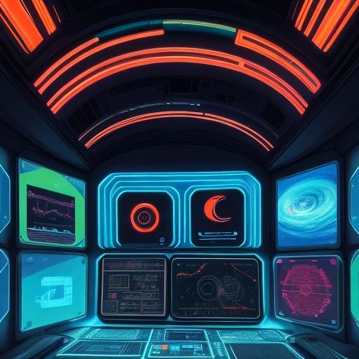 Astronauts Using Assistive Tech in Neon Gothic Style