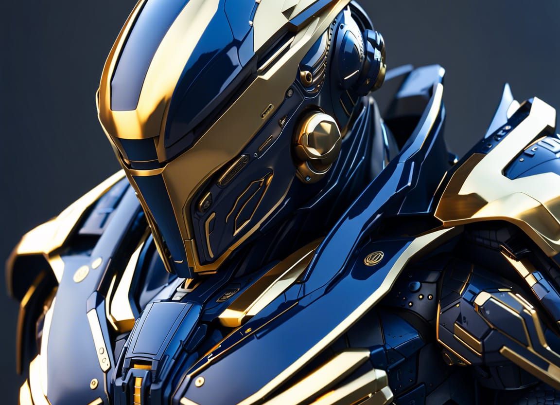 Futuristic SuperSoldier in Navy Blue Nanotech Armor