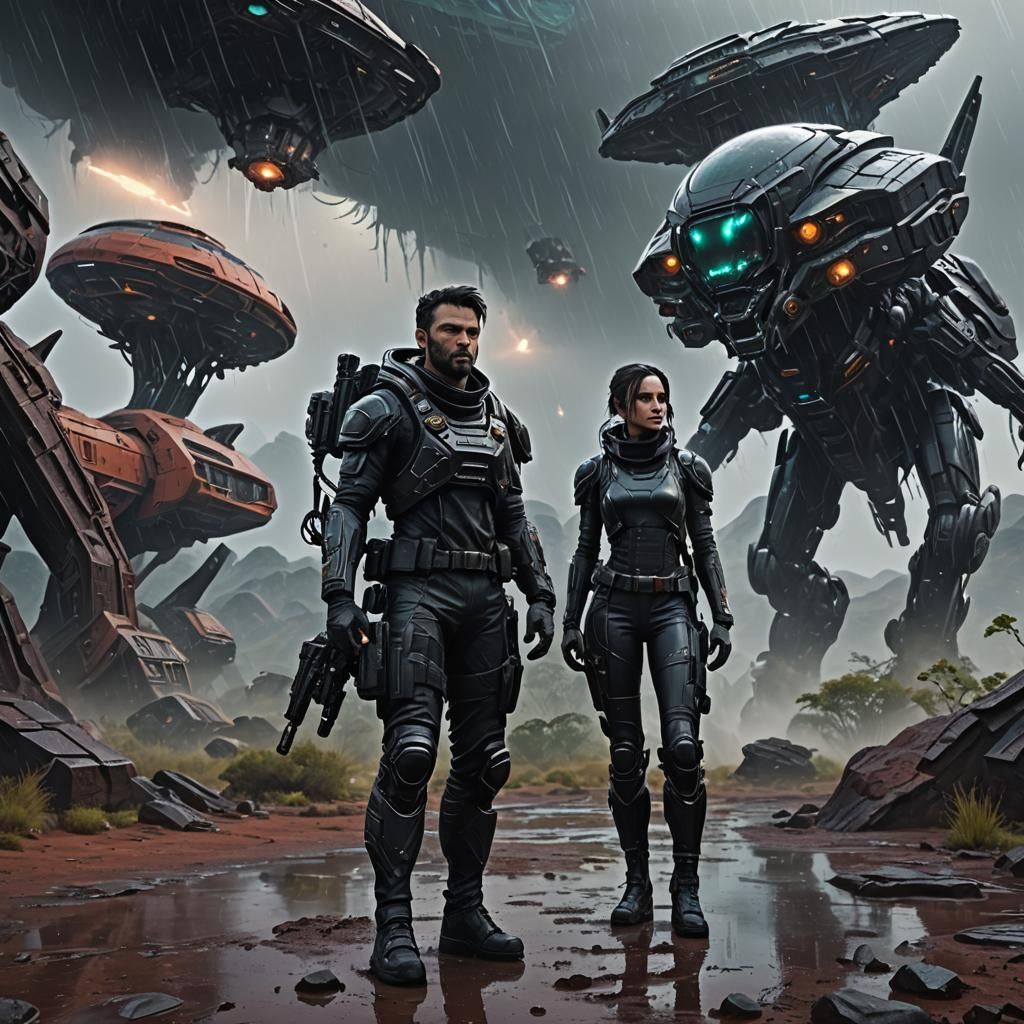 Tactical Gear on Alien Planet: Detailed Matte Painting