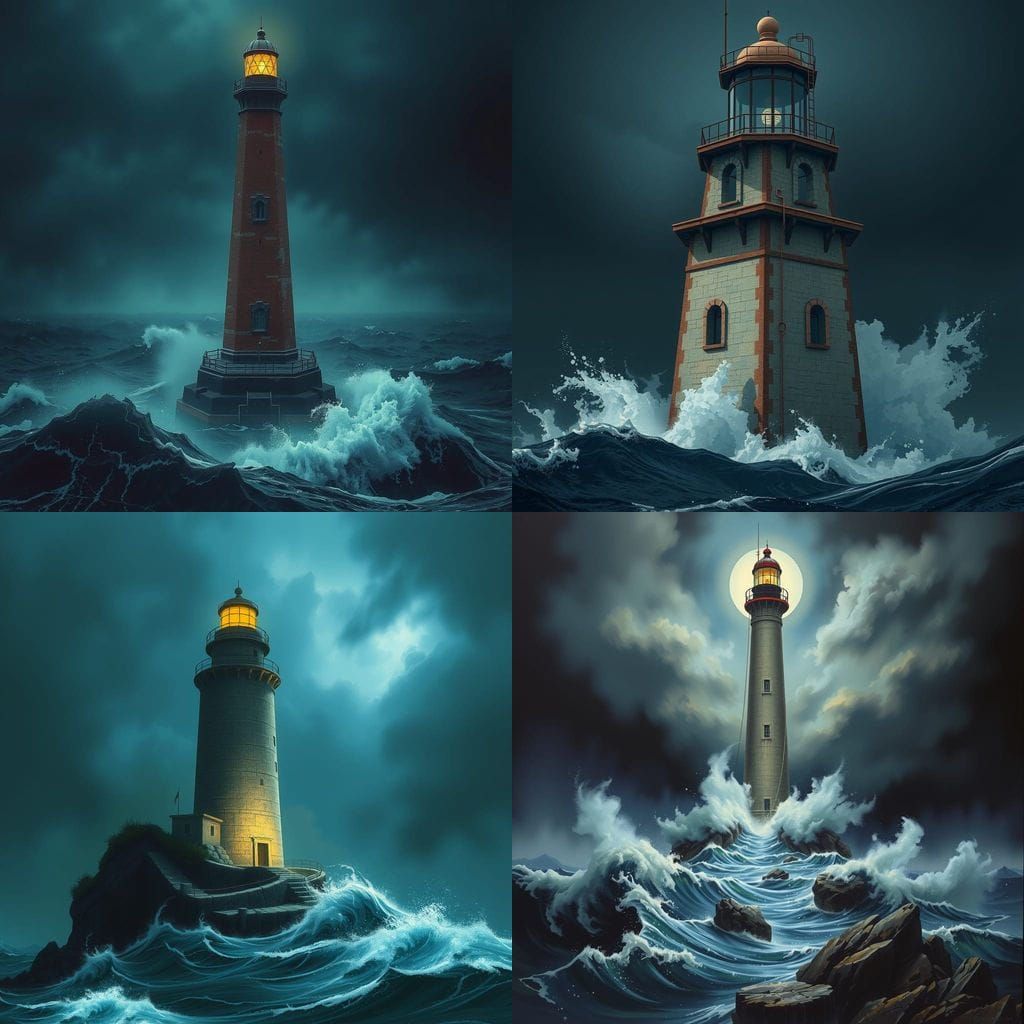 Lighthouse Stands Tall Amidst Roaring Ocean Fury