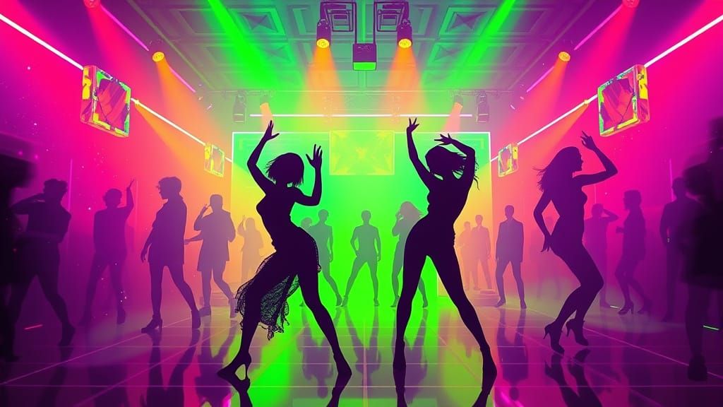 Synthwave Dancers in Triadic Pop-Art Style