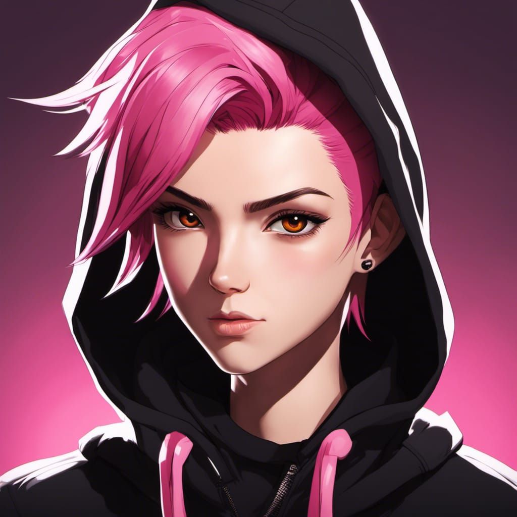 Anime Portrait of Androgynous Character in Gamer Room
