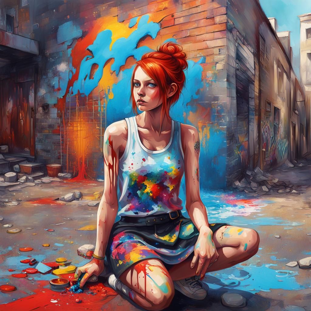 Artist Girl in Graffiti Art Style